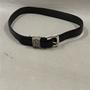 Brighton Black Leather Belt with Silver Buckle size large 32 avant- grade girly